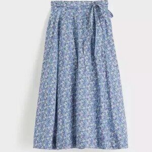 J. Crew Tie-Waist Midi Skirt - Blue Liberty Delilah Floral, Size 2